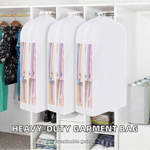 ถุงคลุมเสื้อผ้าสำหรับโรงงานขายส่ง ผ้าหนา ทนทาน ระบายอากาศได้ดี ขนาดใหญ่พิเศษ สีขาว สไตล์โมเดิร์น ทำจากผ้าฝ้าย - Product Image 2