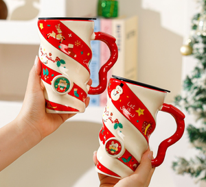 Nueva Taza de Cerámica Navideña 2026, Linda Taza de Café con Diseño Creativo de Santa Claus y Tapa, Venta al por Mayor para las Fiestas - Product Image 1