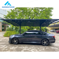 Abri de voiture double résistant au vent et à la neige, abri de voiture en aluminium pour stationnement de voitures avec toit en polycarbonate, abri de voiture solaire