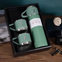 Vente chaude portable en acier inoxydable voyage Thermos bouteille d'eau en acier inoxydable cadeau d'affaires tasse flacon à vide ensemble avec 2 tasses
