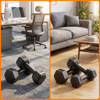 Haltères hexagonaux en PVC écologiques, anti-roulement, anti-rayures, anti-rouille, avec plusieurs options de poids pour l'entraînement en salle de sport