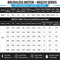 Moteur brushless multi-rotors haute efficacité 5210 KV300 10000 tr/min, cadre 50 mm pour systèmes de photographie aérienne UAV