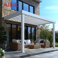 Pavillon de jardin personnalisé avec toit en lames, mobilier d'extérieur, auvent solaire de luxe, gazebo bioclimatique en aluminium