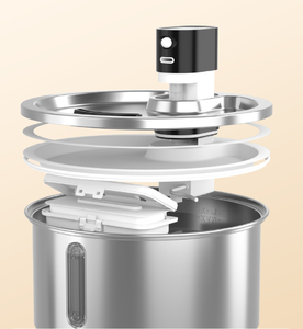 Distributeur d'eau en acier inoxydable avec chauffage à température constante, filtre sans fil, gamelle et distributeur de nourriture pour animaux de compagnie sans fil - Product Image 4