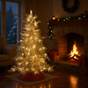 Árbol de Navidad Artificial Festivo de 6 pies con Luces LED Blancas Cálidas, Decoración Interior, Base de Plástico, Fácil Instalación - Product Image 2