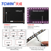 TCWin RGB 5050 Bande LED étanche Flexible Télécommande intelligente Bande de rétroéclairage LED TV 1m 2m 3m 4m 5m 2025 Tendance