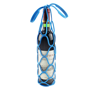 Sac de transport en silicone pour bouteille de vin et bouteille d'eau, avec dessous de verre et panier en filet pour voyages et pique-niques - Product Image 5