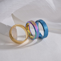 Bague en acier inoxydable givré de 6 mm, double biseau, perle sablée, pour hommes et femmes, vente en gros, nouvelle collection