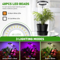 Lampe de croissance LED USB réglable à spectre complet de haute qualité pour plantes d'intérieur, lampe annulaire portable pour fleurs et graines en pot, IP44