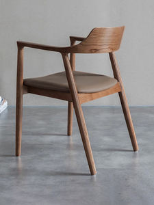 Chaise de salle à manger moderne scandinave japonaise originale classique Hiroshima président simple loisirs dossier en bois massif - Product Image 3