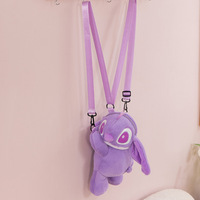 Sac à dos en peluche doux et écologique de 8 pouces, motif Stitch, mignon et amusant, unisexe, personnalisable, sac bandoulière, cadeau d'anniversaire, vente en gros, célèbre