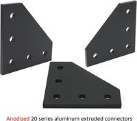 Support d'angle en aluminium extrudé 2020, quincaillerie extrudée, plaque de jonction en forme de L, fente en T de 20 mm, connecteur noir, accessoires