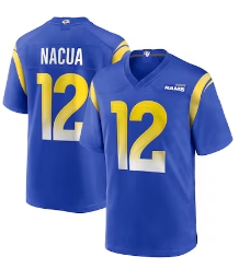 Maglia da Football americano da uomo Los Angeles #17 Puka Nacua #10 Cooper Kupp #99 Aaron Donald cucita con maniche corte - Product Image 4