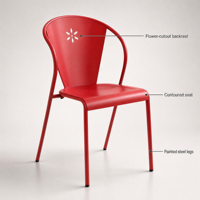 Chaise de salle à manger en fer de style minimaliste moderne, design ajouré ; Chaise de bistrot décontractée pour café, jardin/terrasse extérieur