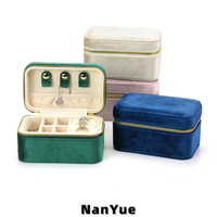 Boîte à bijoux en velours double couche, portable, avec fermeture éclair, pour voyage, personnalisable avec logo, emballage cadeau pour bijoux femme.