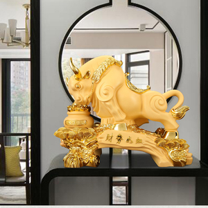 <span class=keywords><strong>2023</strong></span> Wall Street vache Statue zodiaque chinois boeuf année statues de <span class=keywords><strong>taureau</strong></span> doré cadeaux pour la maison - Product Image 5