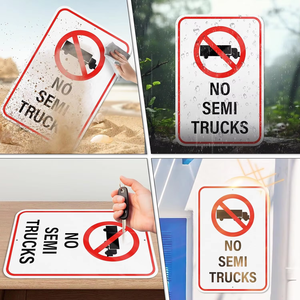 Panneau <span class=keywords><strong>de</strong></span> signalisation routière anti-poussière en aluminium réfléchissant à bordure rouge, pré-percé, pour <span class=keywords><strong>interdiction</strong></span> <span class=keywords><strong>de</strong></span> camions lourds en zone résidentielle - Product Image 3