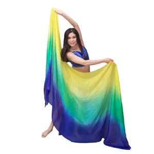 Women Real Silk Belly Dance Veils Silk Hand Scarves