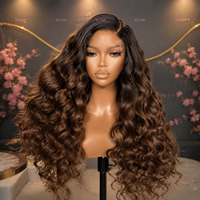 Perruque en cheveux humains vietnamiens 12A Ombré Brun Ondulé Profond pour Femme, Perruque Frontale en Dentelle HD 13*6 Sans Colle 2T, Blond Cendré 13*4 Lisse Comme un Bâton