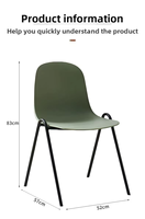 Chaise de salle à manger en plastique de style européen et nouveau style chinois, avec cadre métallique épaissi et revêtement en polypropylène, pour la maison et les salles de conférence