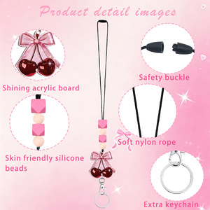 Porte-cartes en cuir transparent double face (horizontal et vertical), avec cordon en silicone et boucle. Un excellent - Product Image 4