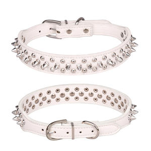 Amazo Bestseller Luxus Anti-Biss Hundehalsband 3 Reihen Nieten Haustier Farbiges PU-Leder Halsband mit Spikes - Product Image 6