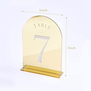 Numéros de table de mariage personnalisés en acrylique doré miroir, support personnalisable, décoration de table de luxe avec impression UV pour réception et anniversaire - Product Image 3