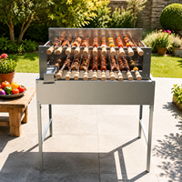 Pemanggang BBQ Gaya Brasil Picanha Dua Lapis Churrasco Espeto Motor Kuat Kebab Mangal Rotisserie Dengan Tusuk Sate Bentuk V