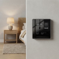 Prise murale simple en verre trempé standard britannique, étanche, avec ports USB Type C, différentes couleurs, 250V 13A