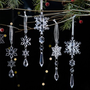 Nuevo conjunto de 6 piezas de guirnaldas de acrílico con copos de nieve, colgante de copo de nieve, decoración para árbol de Navidad. - Product Image 3