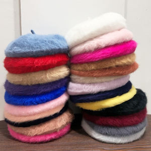 Chapeau Béret Femme Mode Cheveux de Lapin Bonnet Chaud Femme Voyage Extérieur Casual <span class=keywords><strong>French</strong></span> Caps Cashmere Knitted Barett Hat - Product Image 1