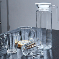 Pichet en verre transparent de grande capacité 1100 ml, design nordique simple, pour la salle à manger, avec ensemble de tasses