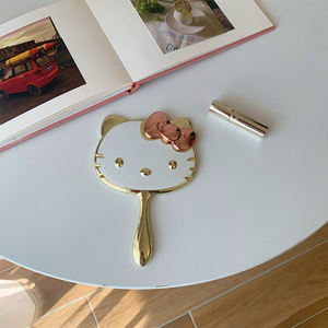 Miroir de bureau décoratif créatif en forme de chat doré et argenté, personnage de dessin animé mignon, miroir de retouche personnalisable pour usage cosmétique de table - Product Image 5