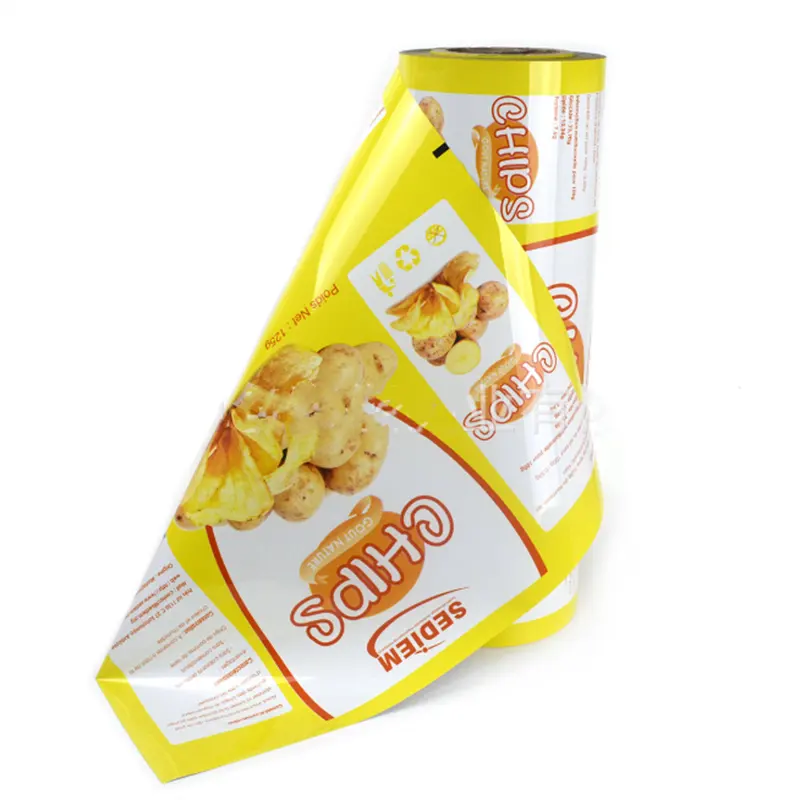 Şeker poşet kağıt Mylar patates cipsi ambalaj gıda sınıf laminasyon baskı ambalaj Pe Pet plastik folyo rulosu