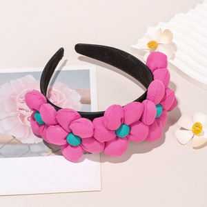 Rode Bloem Hoofdband Voor Vrouwen Meisjes Mode Hoofddeksel Boho Brede Hoofdband Voor Dames Haarfeest Geschenken Vakantie Haaraccessoires - Product Image 3