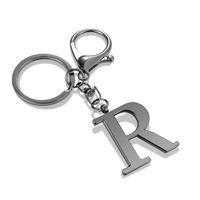 Porte-clés en acier inoxydable avec lettre, porte-clés initial en acier titane, breloque minimaliste pour sac à dos, logo personnalisé, marque privée disponible