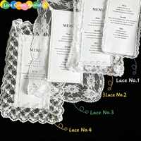 Invitation de mariage romantique en lin avec bordure dentelée, invitations de mariage luxueuses faites à la main, cartes de fiançailles personnalisées