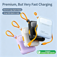 Nouvelle mini batterie externe électronique 10000 mAh, mince et portable, avec câble USB-C, Powerbanks 10000 mAh