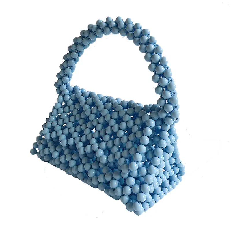 woven designer brand personalized bags trendy hollow ladies handmade acrylic bead bags for kids 3009