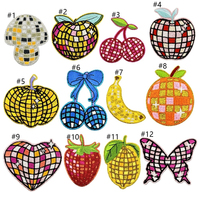 Fruit Glitter Disco Broderie Fer sur Banane Fraise Citron Patchs De Fruits