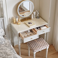 Table de maquillage en bois massif de style français, multifonctionnelle, pour chambre à coucher, style américain moderne et simple, couleur crème, pour petit appartement