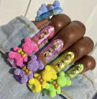 Accessoires de décoration en résine motif fleur de rose, boucle de chaussure, nœud pétale Kawaii, ours en peluche, coque de téléphone décorative, breloque longue pour nail art, artisanat DIY