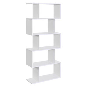 <span class=keywords><strong>VASAGLE</strong></span> Étagère <span class=keywords><strong>de</strong></span> salon Étagère blanche en forme <span class=keywords><strong>de</strong></span> S à 5 étages Étagère en bois détachable - Product Image 1