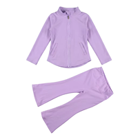 Ensemble de yoga 2 pièces jaune vif pour filles : veste zippée intégrale et leggings évasés taille haute – Tenue de sport athlétique pour enfants – Personnalisation OEM