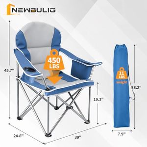 Chaise de camping pliante surdimensionnée, portable, pliable, pour extérieur, jardin, avec porte-gobelets, pour pelouse, plage, atelier, voyage - Product Image 3