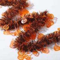 Guirlande décorative holographique orange en forme de citrouille, style long, pour la décoration de la maison et des fêtes d'Halloween