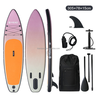 OEM 2025 Planche SUP Polyvalente Noire Orange Gonflable, Planche à Pagaie Stand Up, Bodyboard pour Eaux Océaniques
