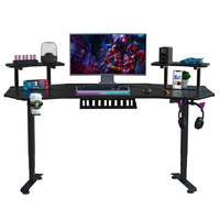 Bureau de jeu réglable Beisijie, nouveau modèle, avec éclairage RGB, pour ordinateur, électrique, noir