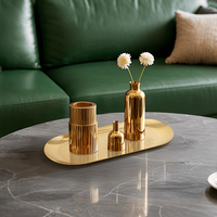 Plateau de service décoratif multifonctionnel doré moderne pour salle de bain, commode, bijoux, parfums, bibelots et clés
