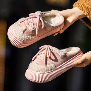 Pantoufles d'hiver pour femmes en coton avec semelle épaisse et chaude pour l'extérieur, semelle antidérapante et douce pour l'intérieur - Product Image 4